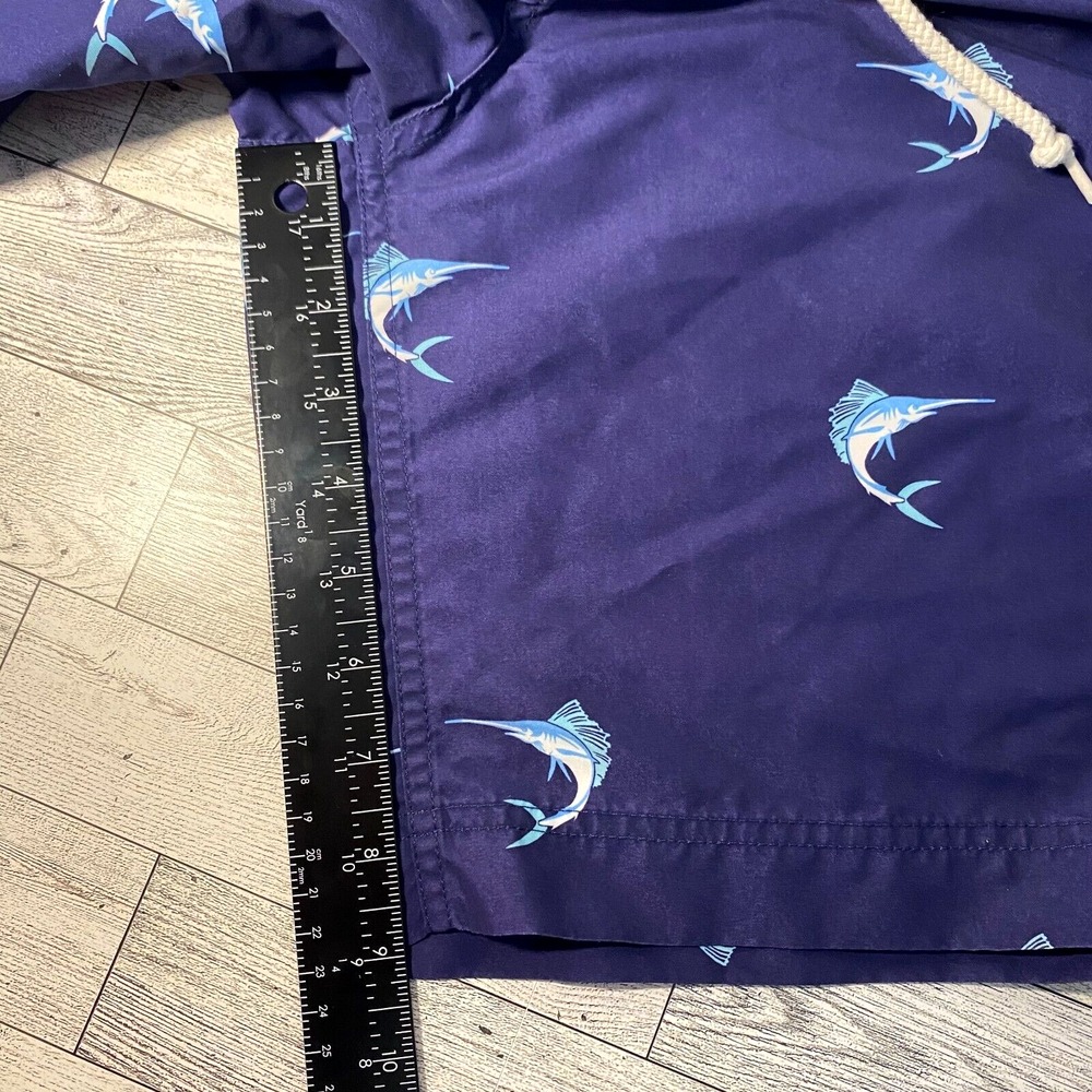 J Crew Men's Board Shorts Swimsuit Size 33 Navy Swordfish Print - Picture 7 of 11